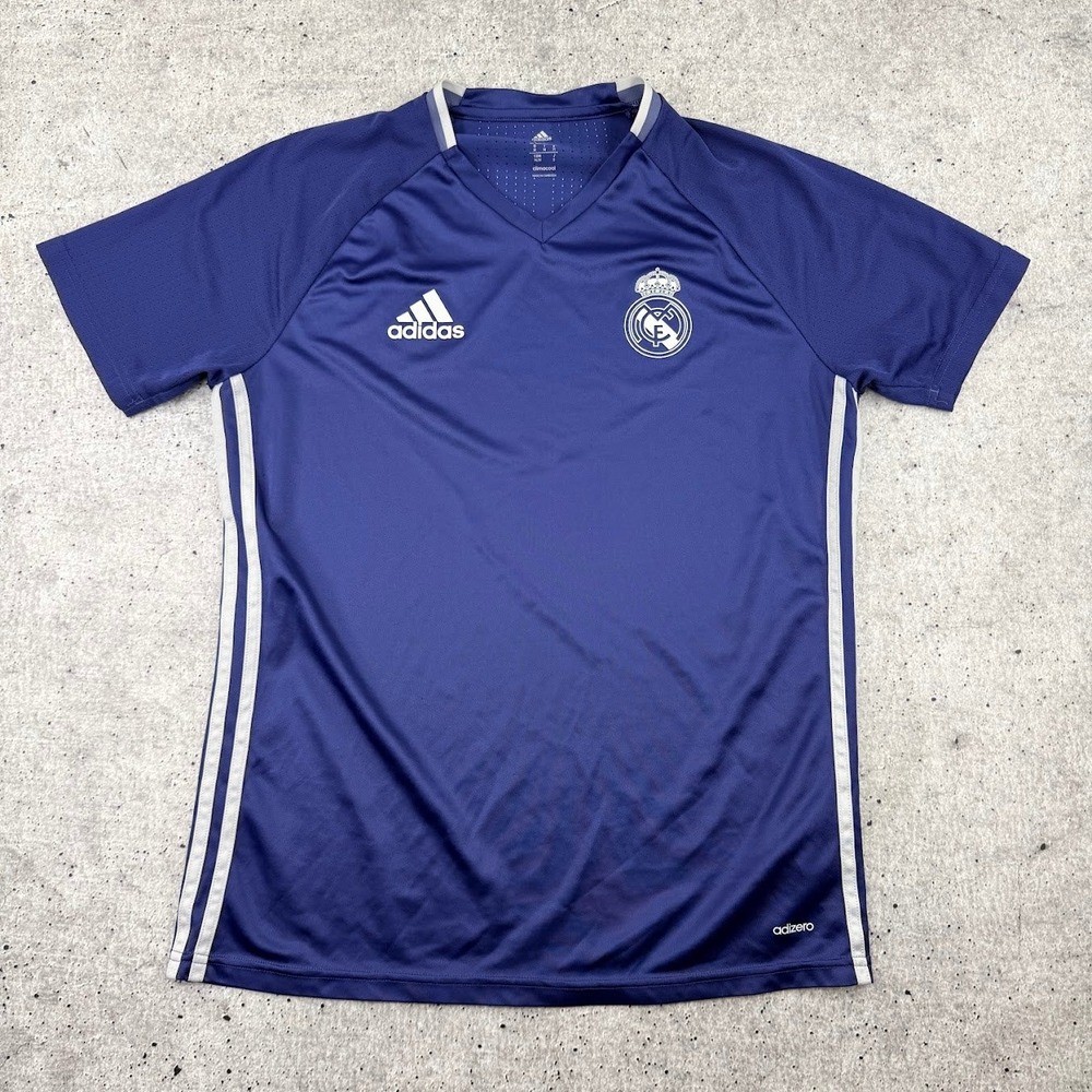Retro Real Madrid Soccer Football 2016/17 Purple Training Jersey Adidas Mens M